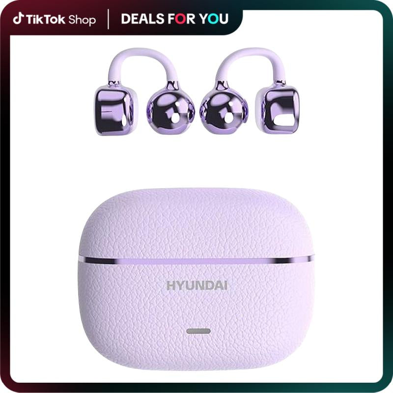 HYUNDAI C03 Clip on Wireless Headphones with 2025 Bluetooth 6.0 for Faster, Stable Connection & Low Power Use, DT6.0 Pulse Directional Tech, 360° ACS Panoramic Sound, IPX5 Waterproof Audio Earbuds for Music & Calls, Comfortable for Sports