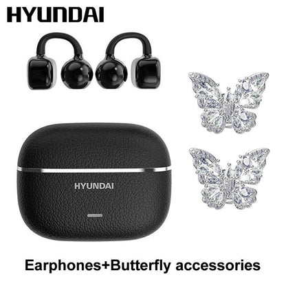 HYUNDAI C03 Clip on Wireless Headphones with 2025 Bluetooth 6.0 for Faster, Stable Connection & Low Power Use, DT6.0 Pulse Directional Tech, 360° ACS Panoramic Sound, IPX5 Waterproof Audio Earbuds for Music & Calls, Comfortable for Sports